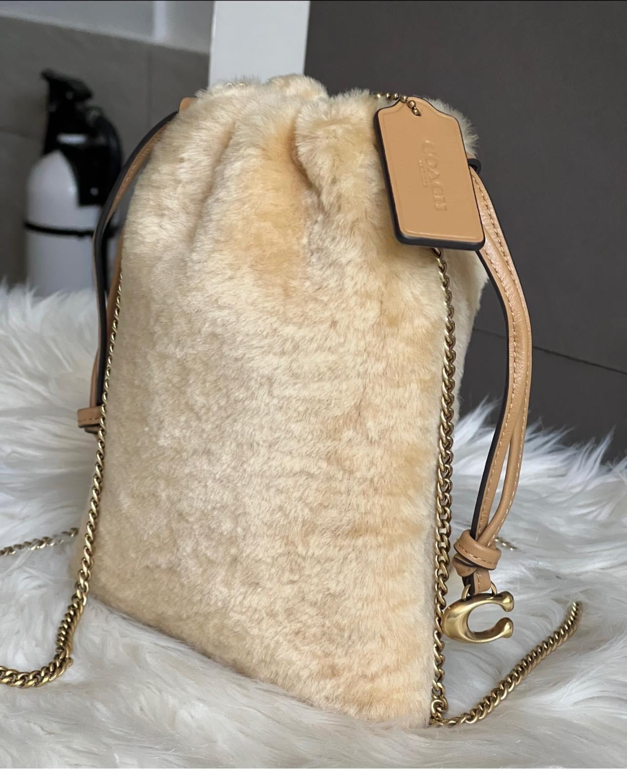 Coach Drawstring Pouch in Shearling