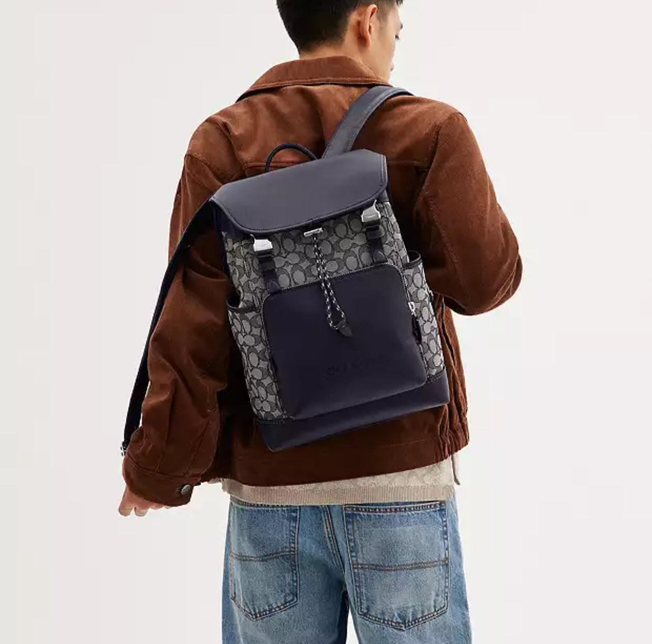 Coach League Flap Backpack in Signature Jacquard