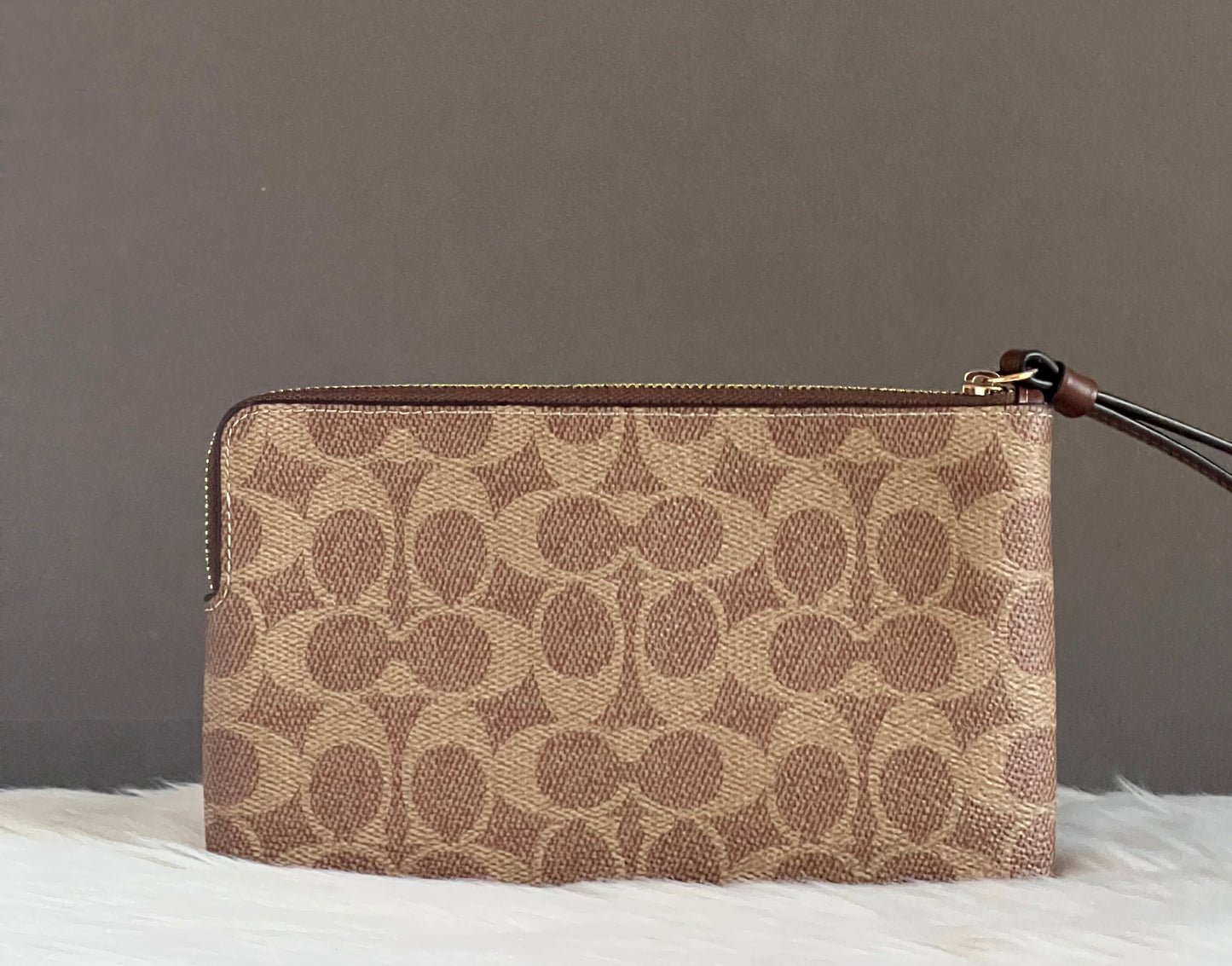 Coach Large Corner Zip Wristlet in Signature Canvas