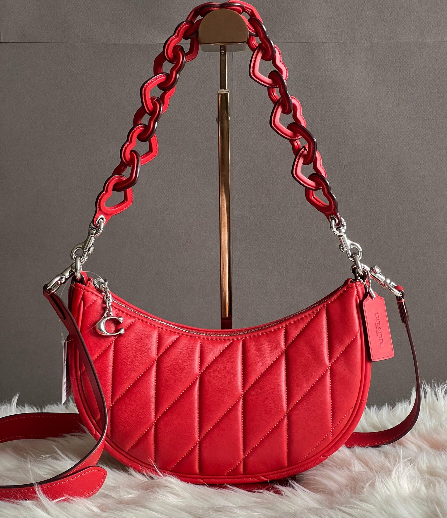 Coach Mira Shoulder Bag with Pillow Quilting and Heart Strap