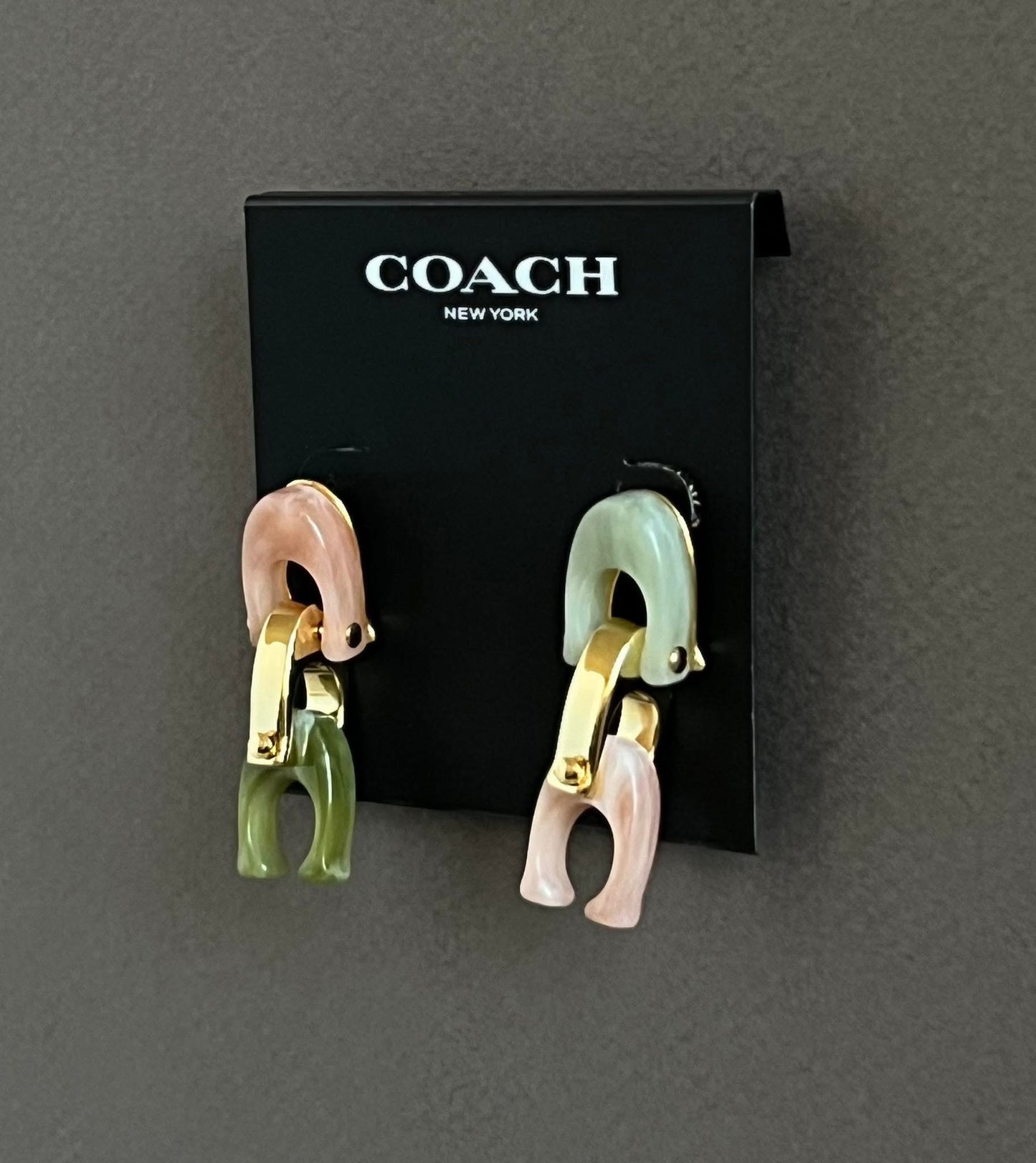 Coach Chunky Signature Link Drop Earrings