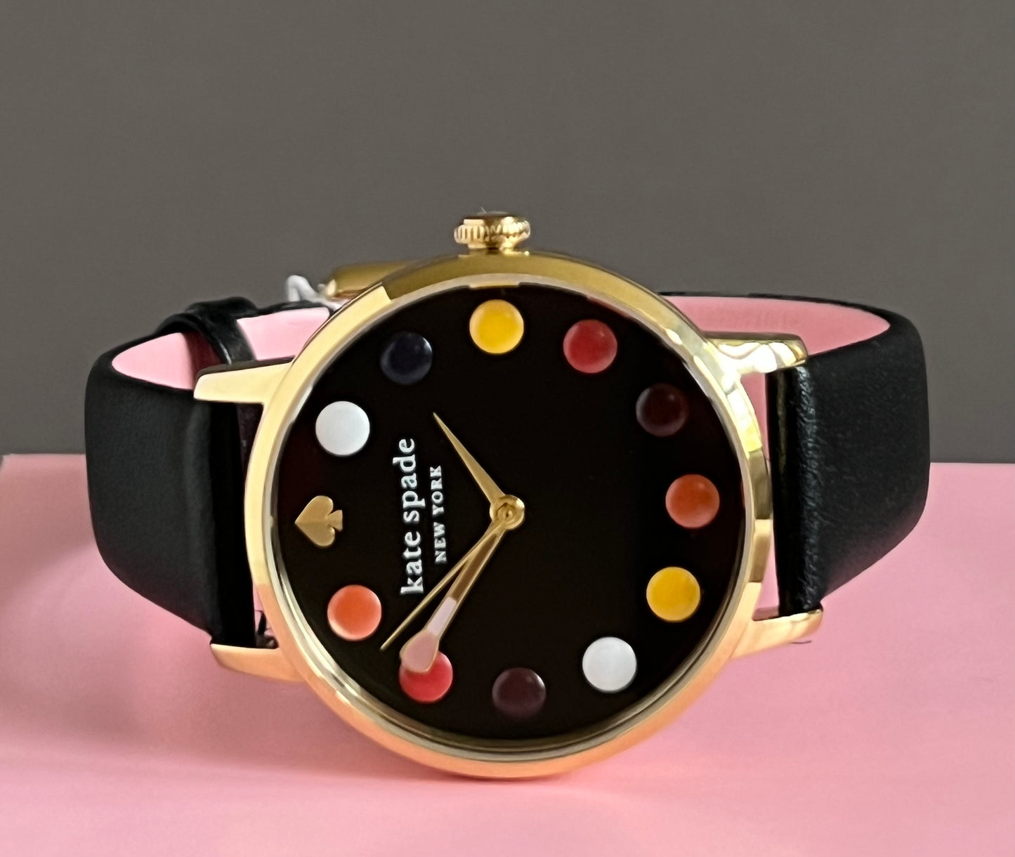 Kate Spade Metro Dot Black Leather Watch