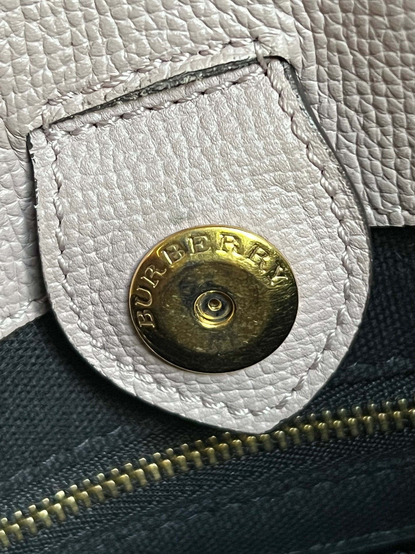 Burberry Derby Leather House Check Small Banner Tote Bag