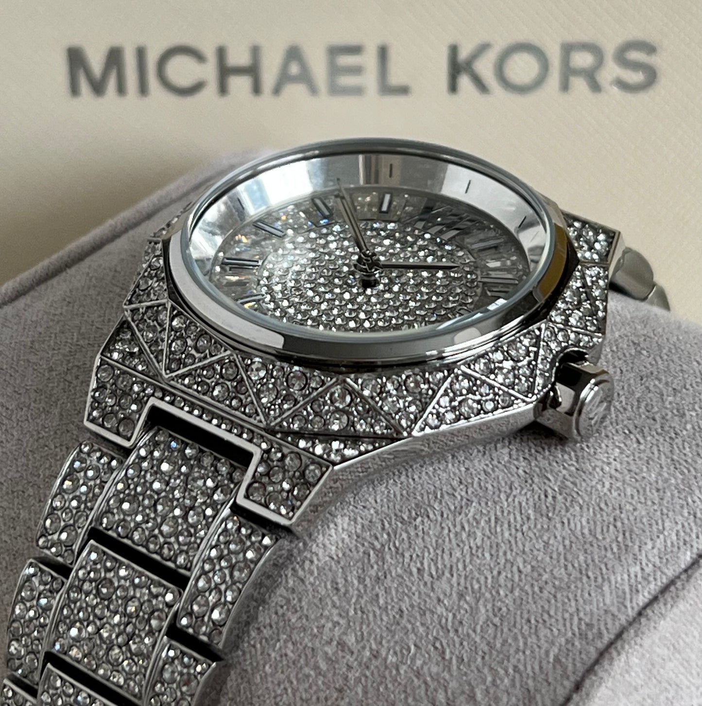 Micheal Kors Women’s Oversized Raquel Pavé Silver-Tone Watch