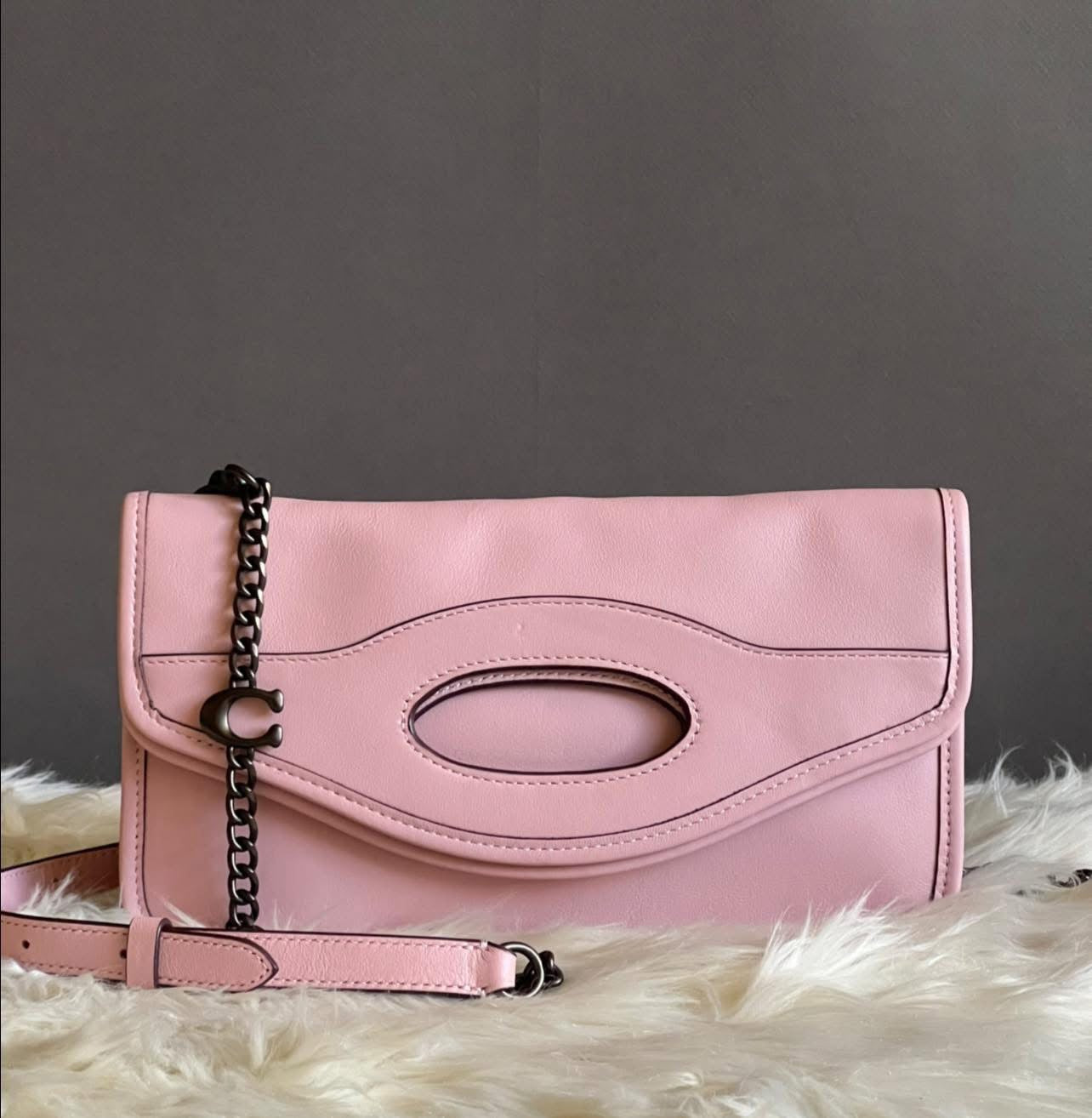 Coach Foldover Cut Out Clutch Crossbody