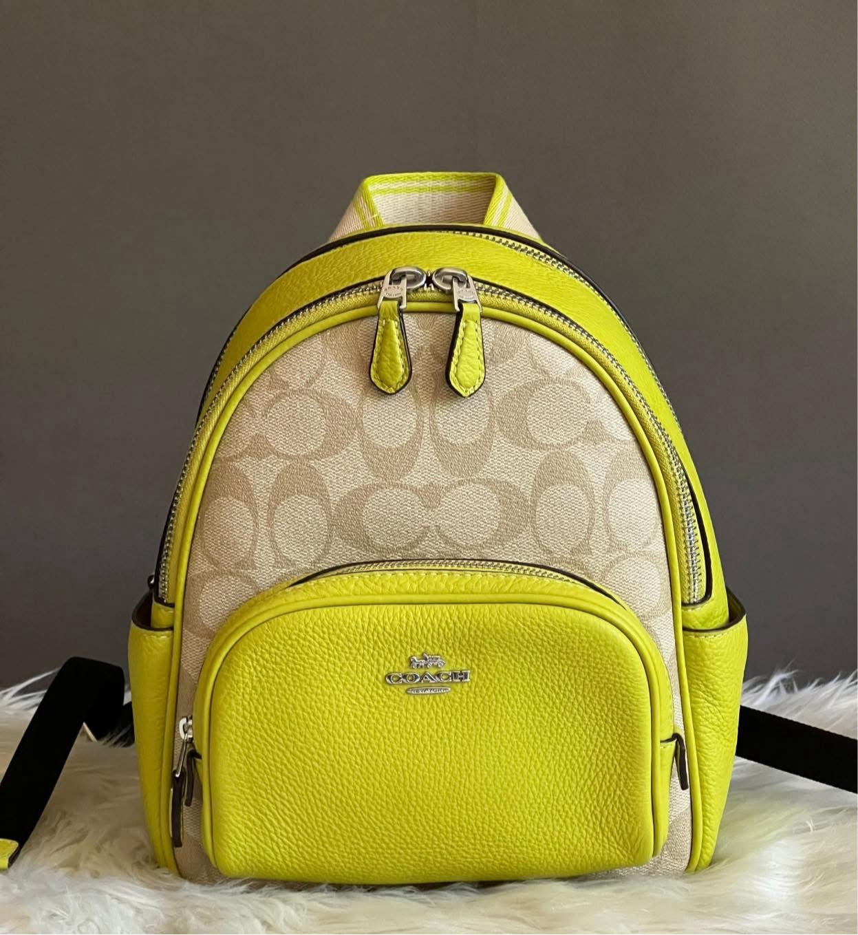 coach campus backpack yellow Coach Mini Court Backpack in Signature Canvas – Club de Mode