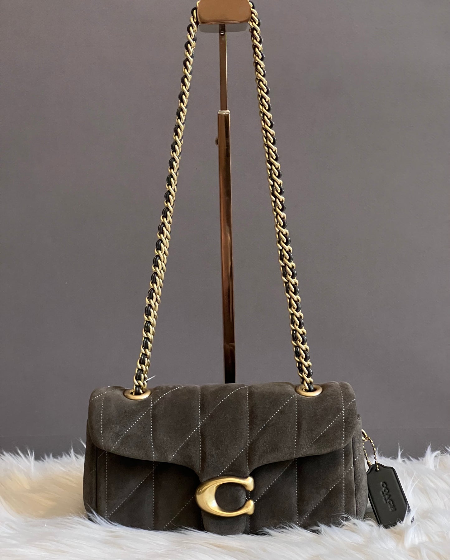 Coach Suede Tabby Shoulder Bag 20 with Quilting