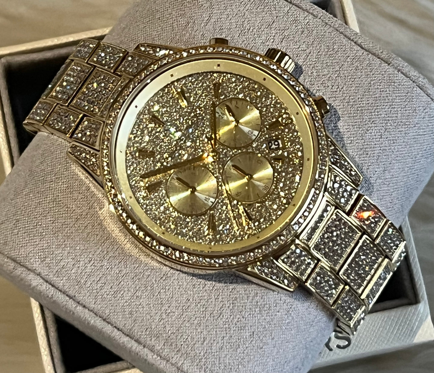 Michael Kors Women’s Ritz Pave Gold-Tone Watch