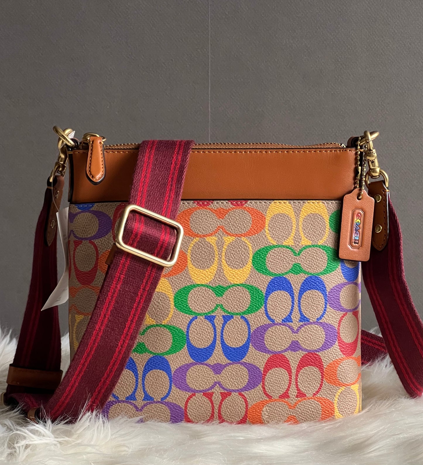 Coach Kitt Messenger Crossbody in Rainbow Signature Canvas