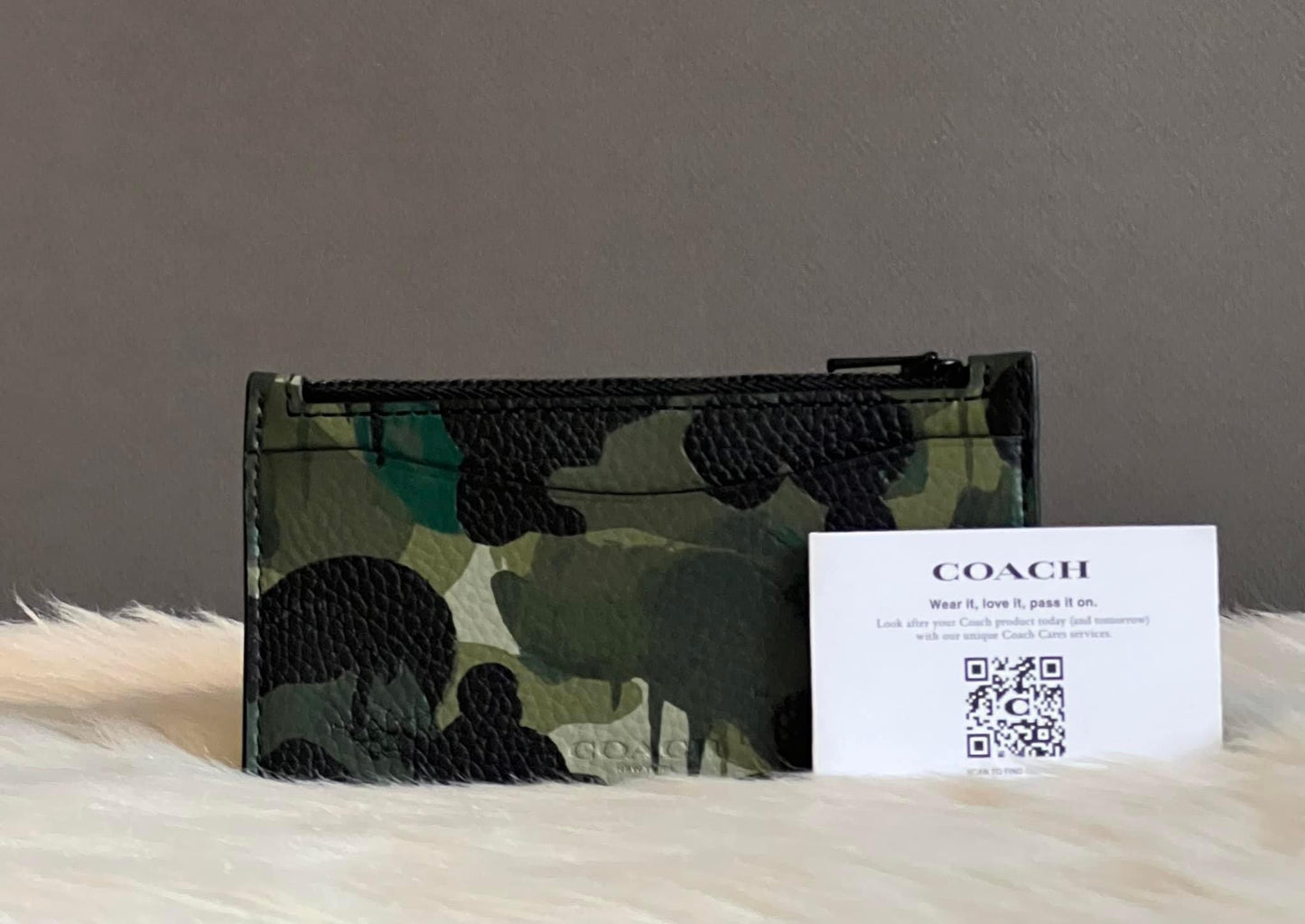 Coach Zip Card Case with Camo Print