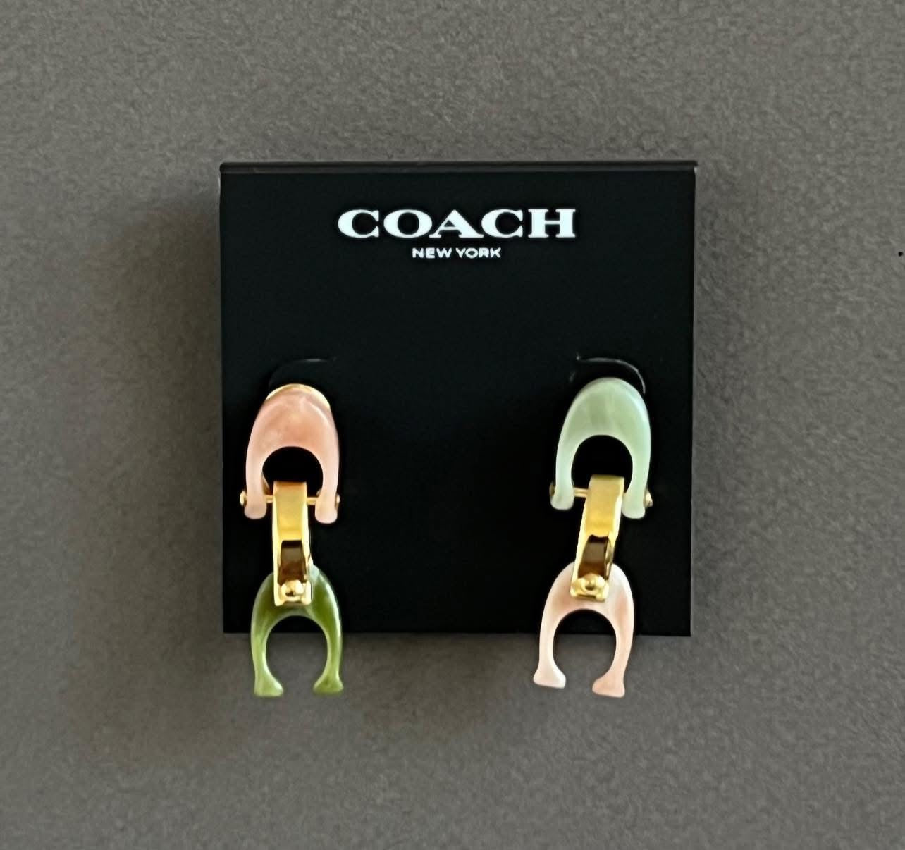 Coach Chunky Signature Link Drop Earrings