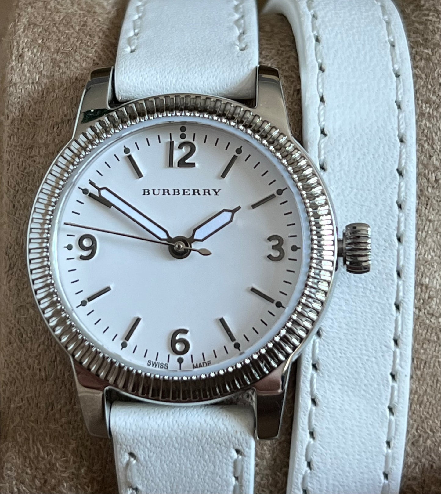 Burberry Women’s Utilitarian White Dial Tan Leather Watch