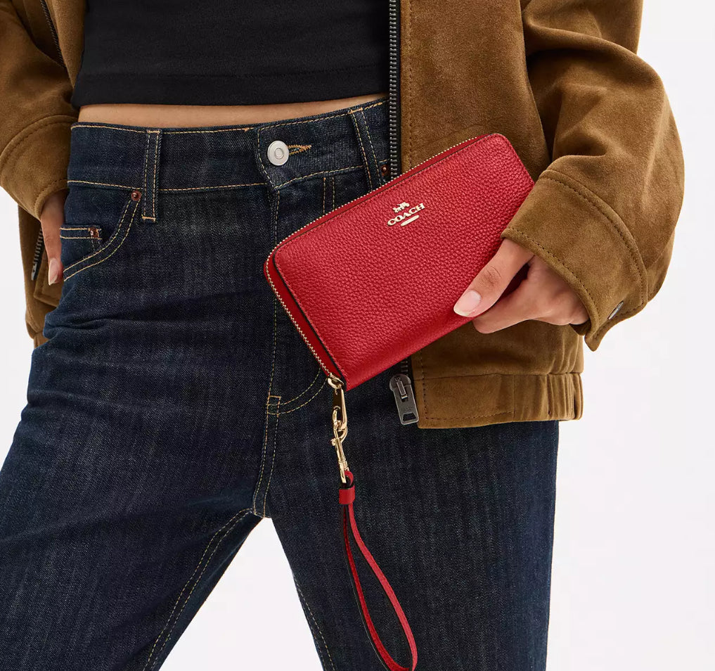 Coach Pebble Leather Zip Around Wallet
