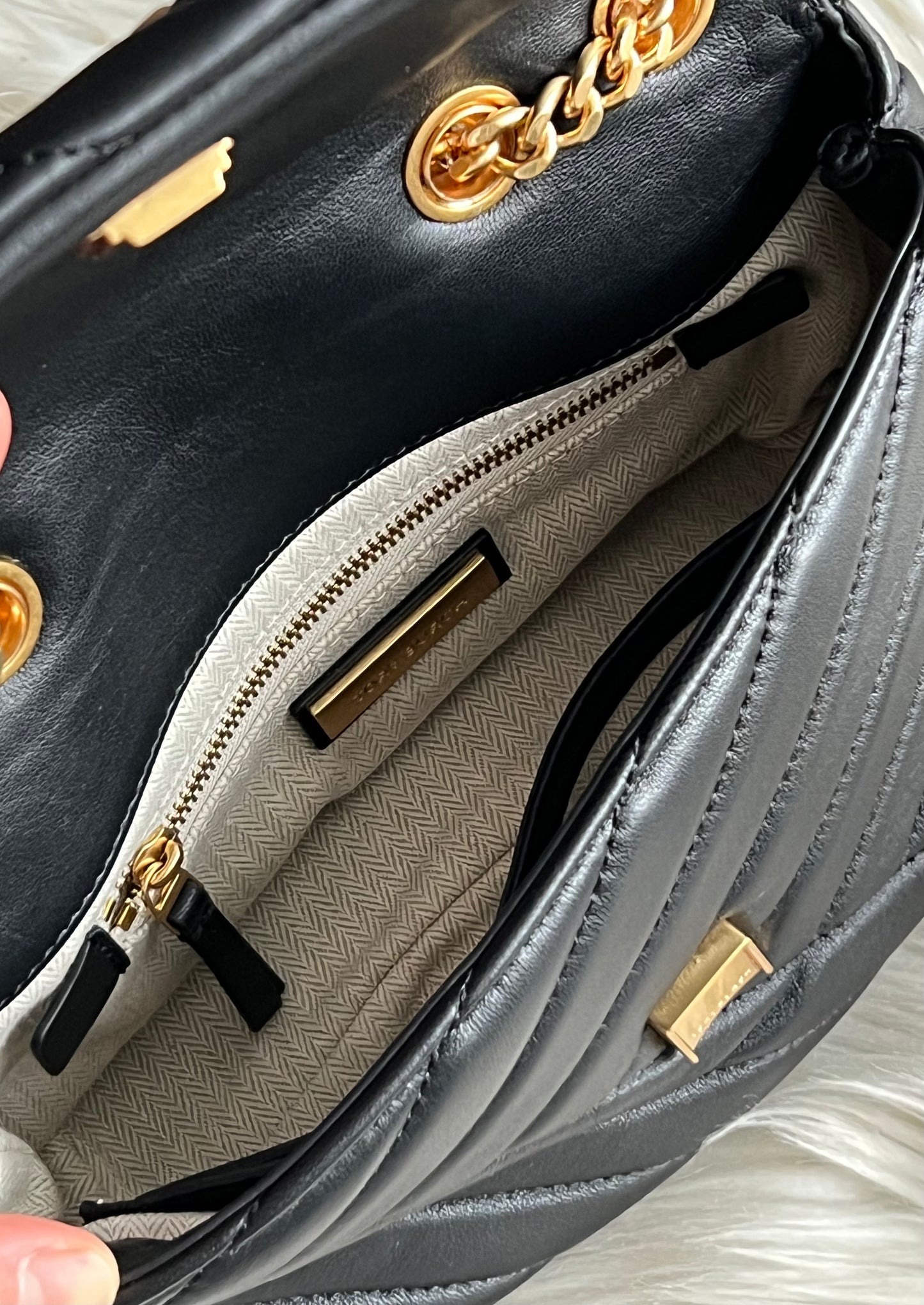 Tory Burch Small Kira Chevron Pleated Convertible Shoulder Bag