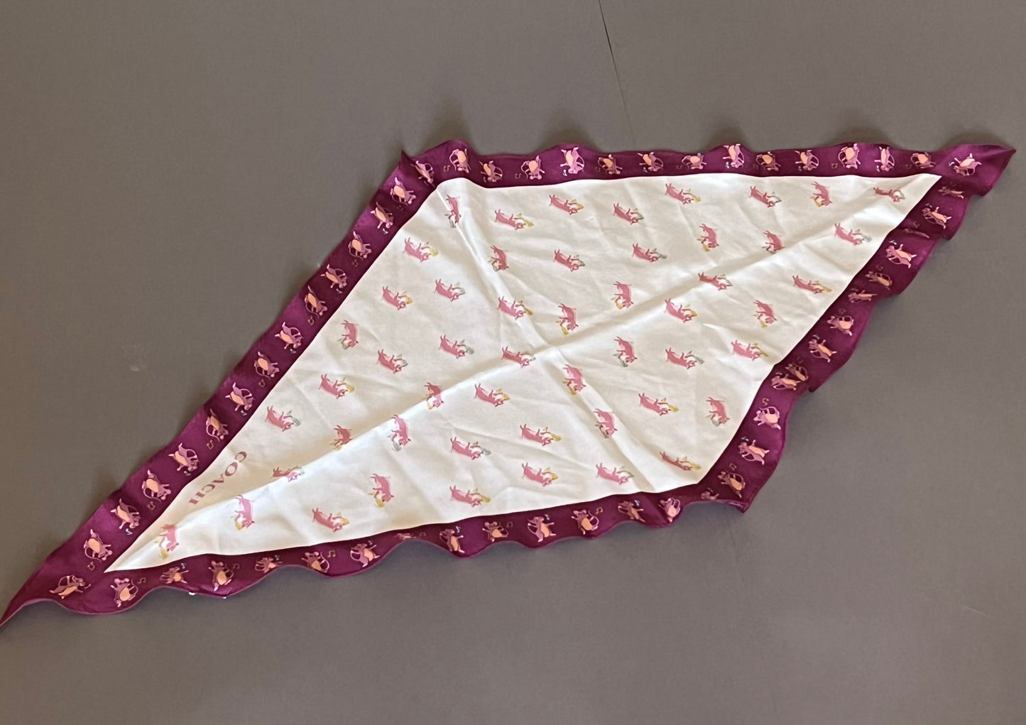 Coach Party Pig Silk Diamond Scarf
