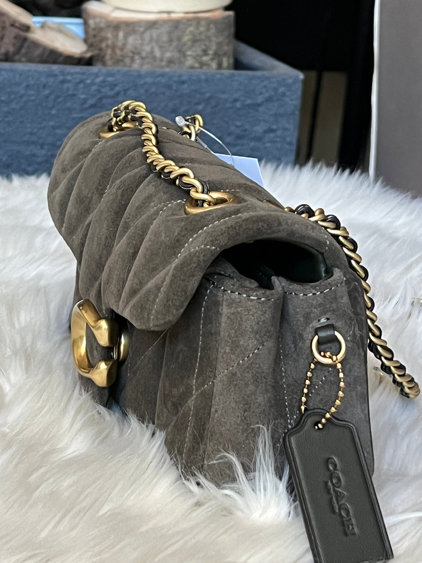 Coach Suede Tabby Shoulder Bag 20 with Quilting