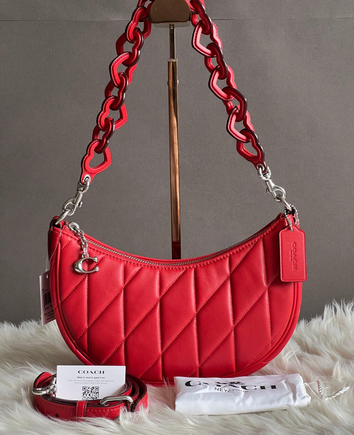 Coach Mira Shoulder Bag with Pillow Quilting and Heart Strap