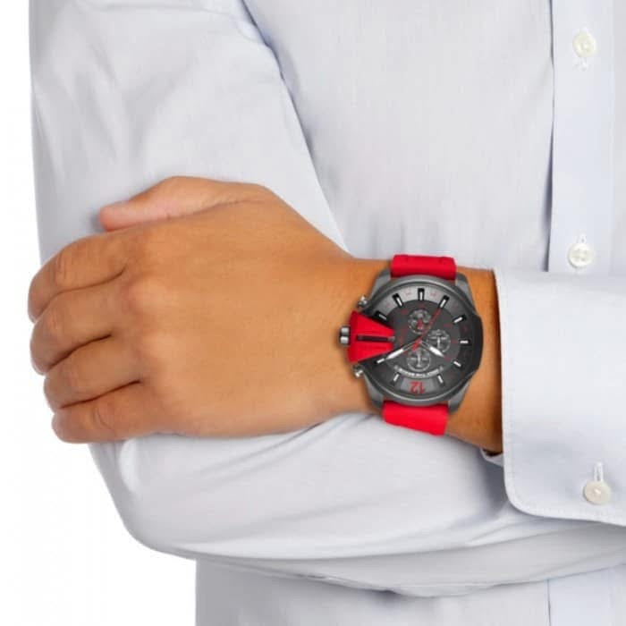 Diesel Men’s Mega Chief Chronograph Gunmetal Red Silicone Watch