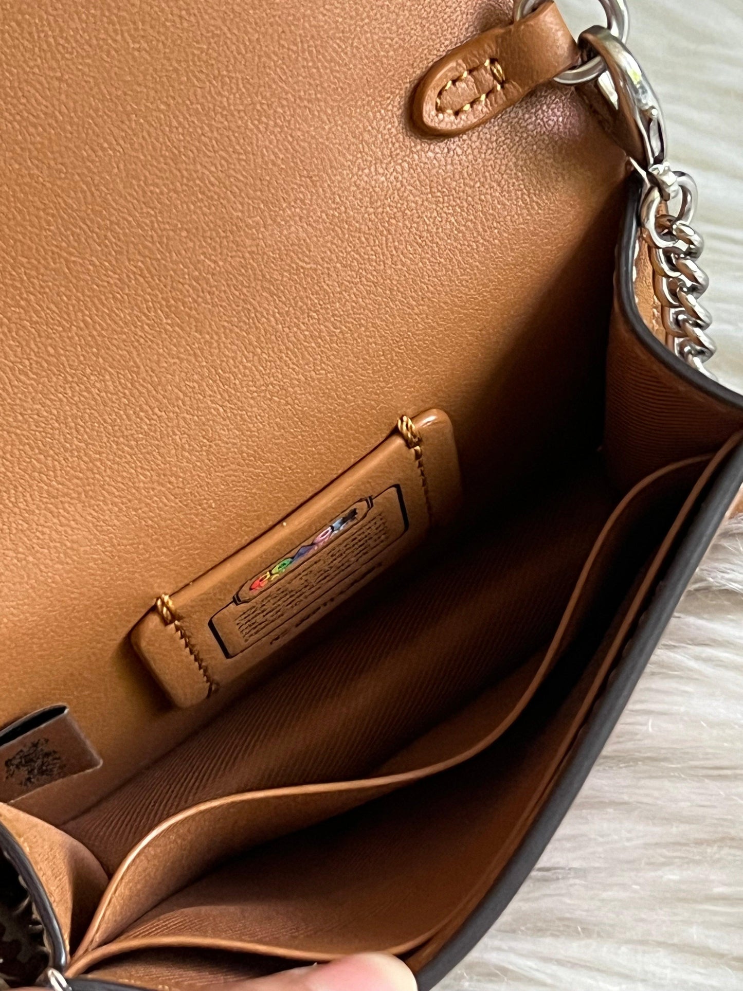 Coach Mini Wallet On A Chain With Rainbow Print
