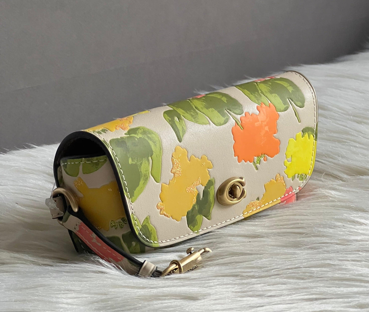 Coach Sunglass Case Bag Charm With Floral Print