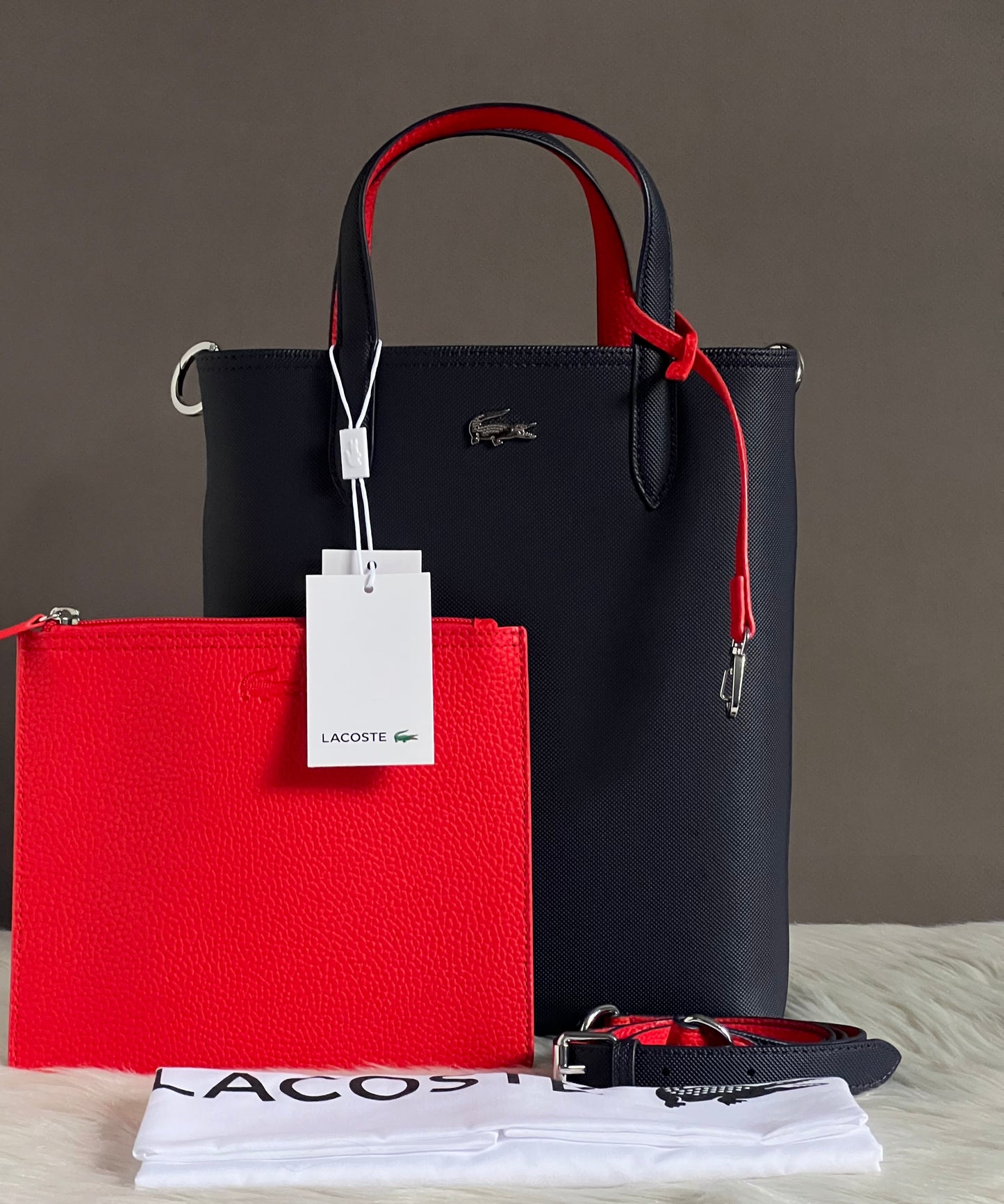 Lacoste Women’s Anna Vertical Reversible Tote with Pouch