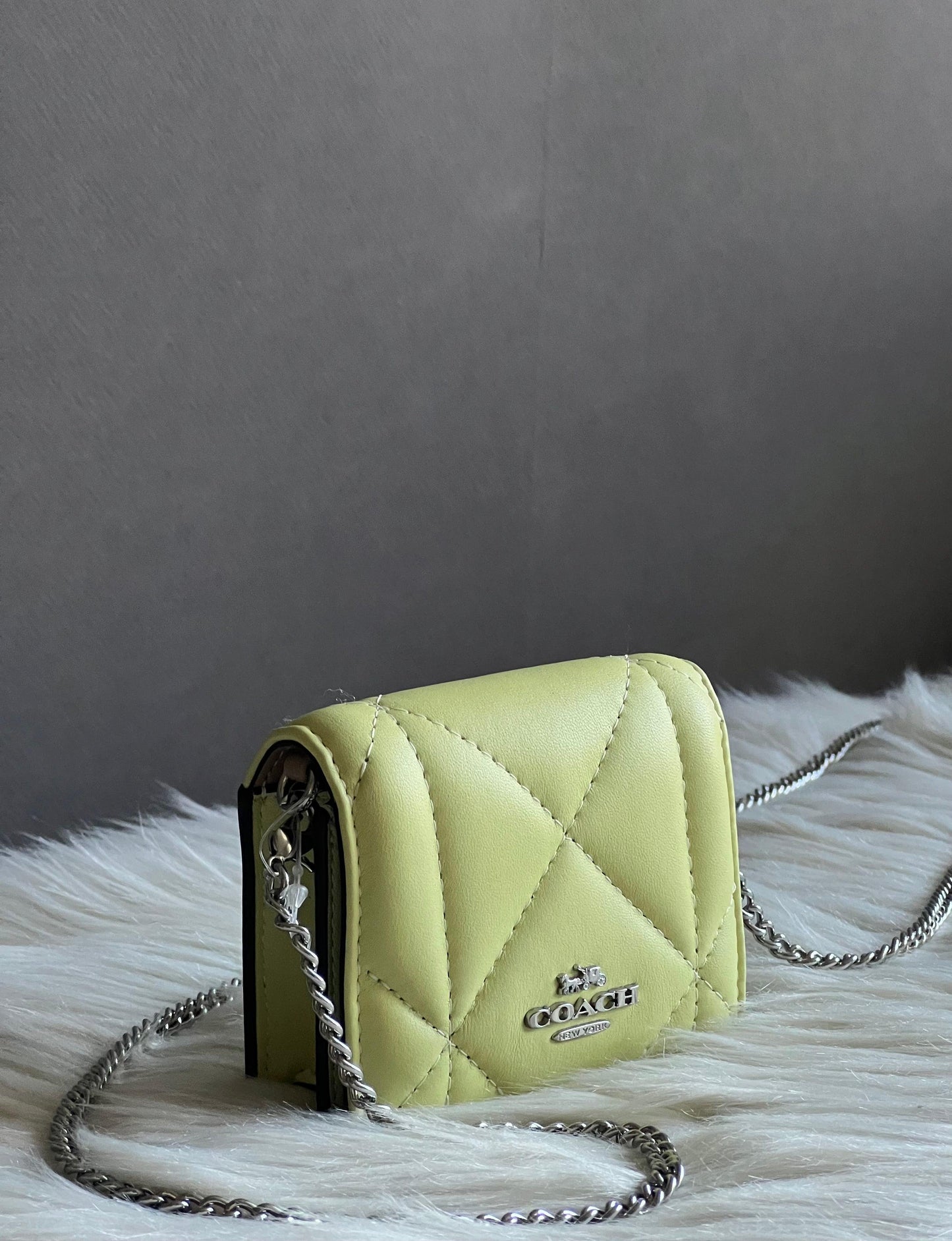 Coach Mini Wallet On A Chain With Puffy Diamond Quilting