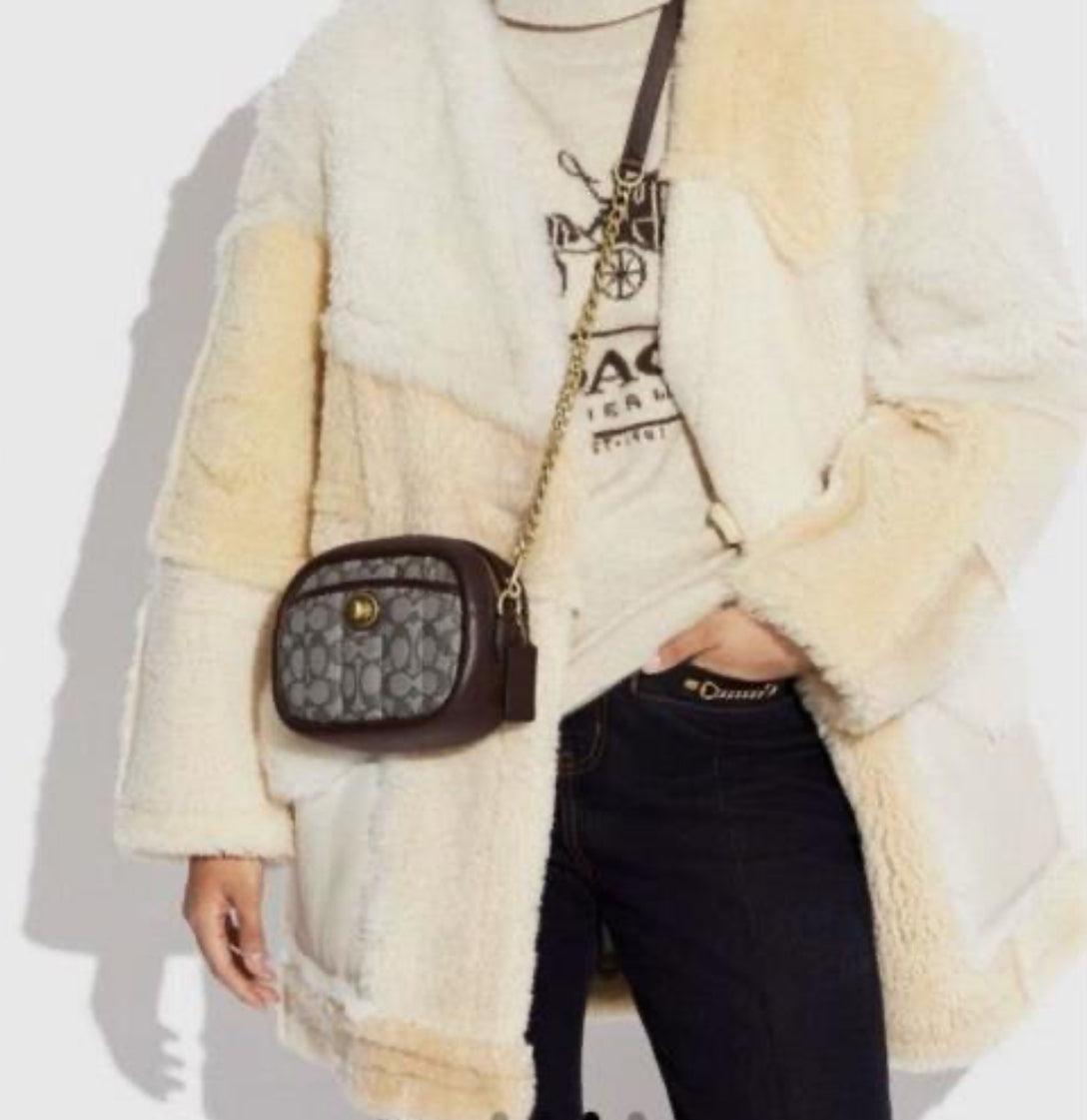Coach Small Camera Bag in Signature Jacquard with Quilting