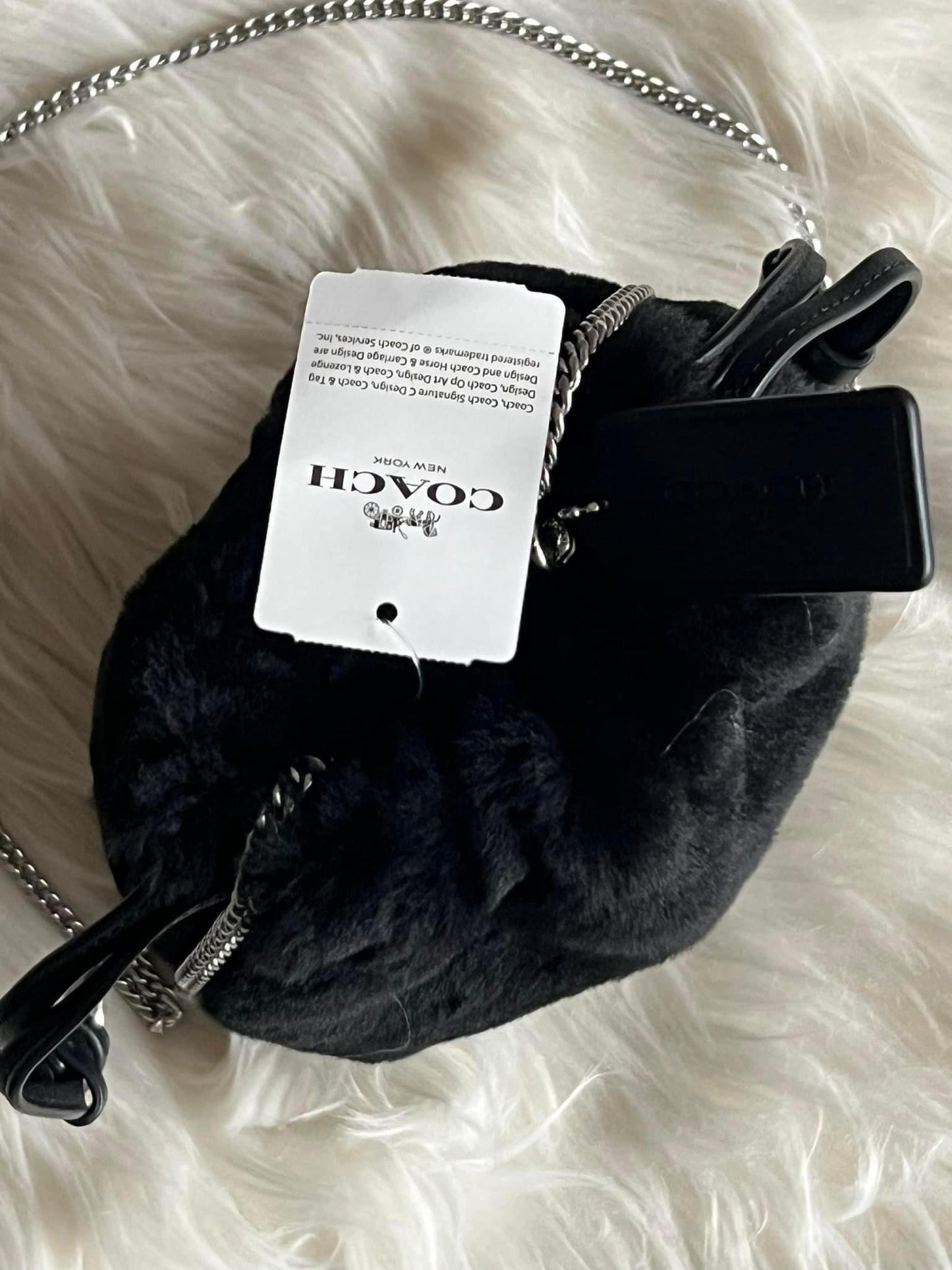 Coach Drawstring Pouch in Shearling