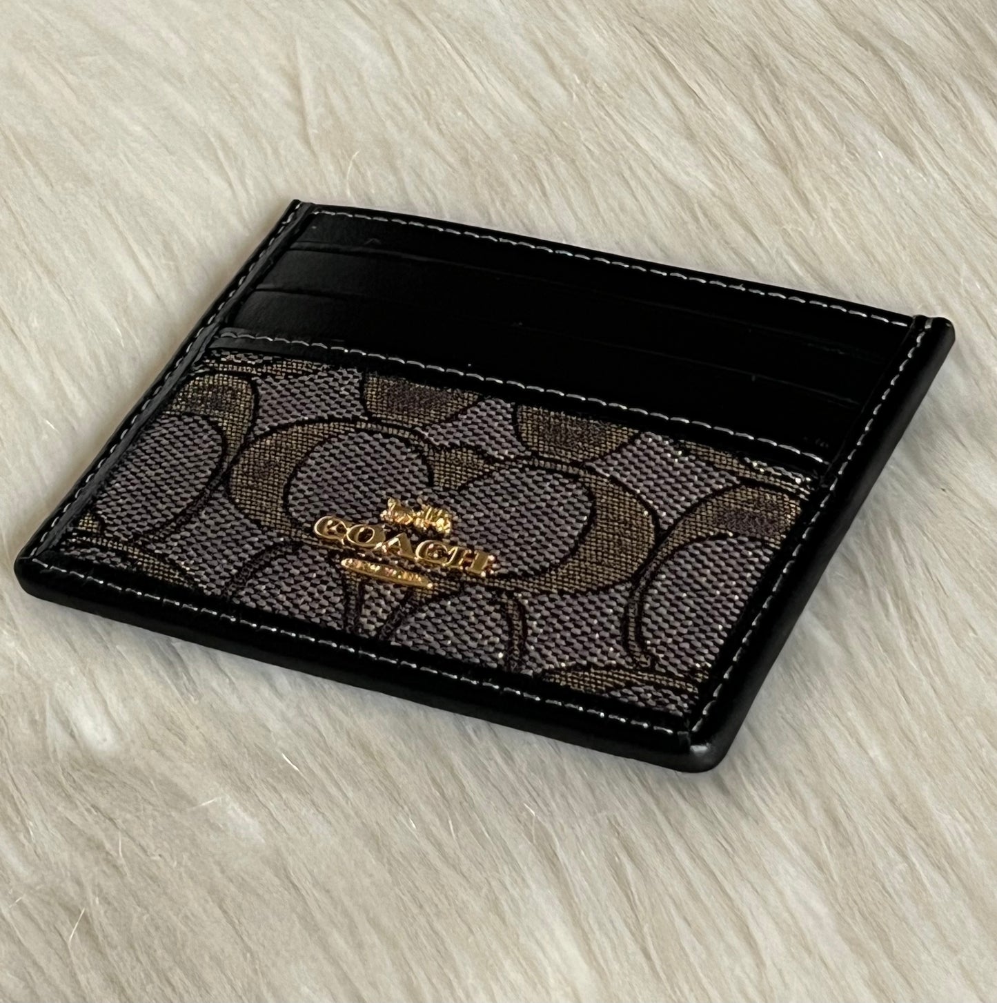 Coach Slim ID Card Case In Metallic Jacquard