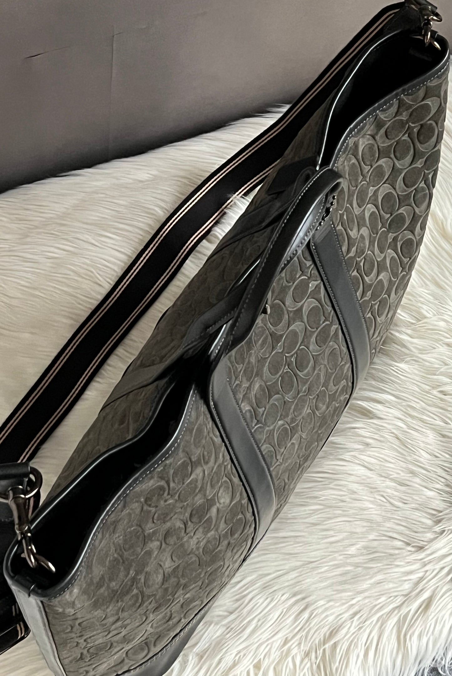Coach Toby Turnlock Tote In Signature Suede