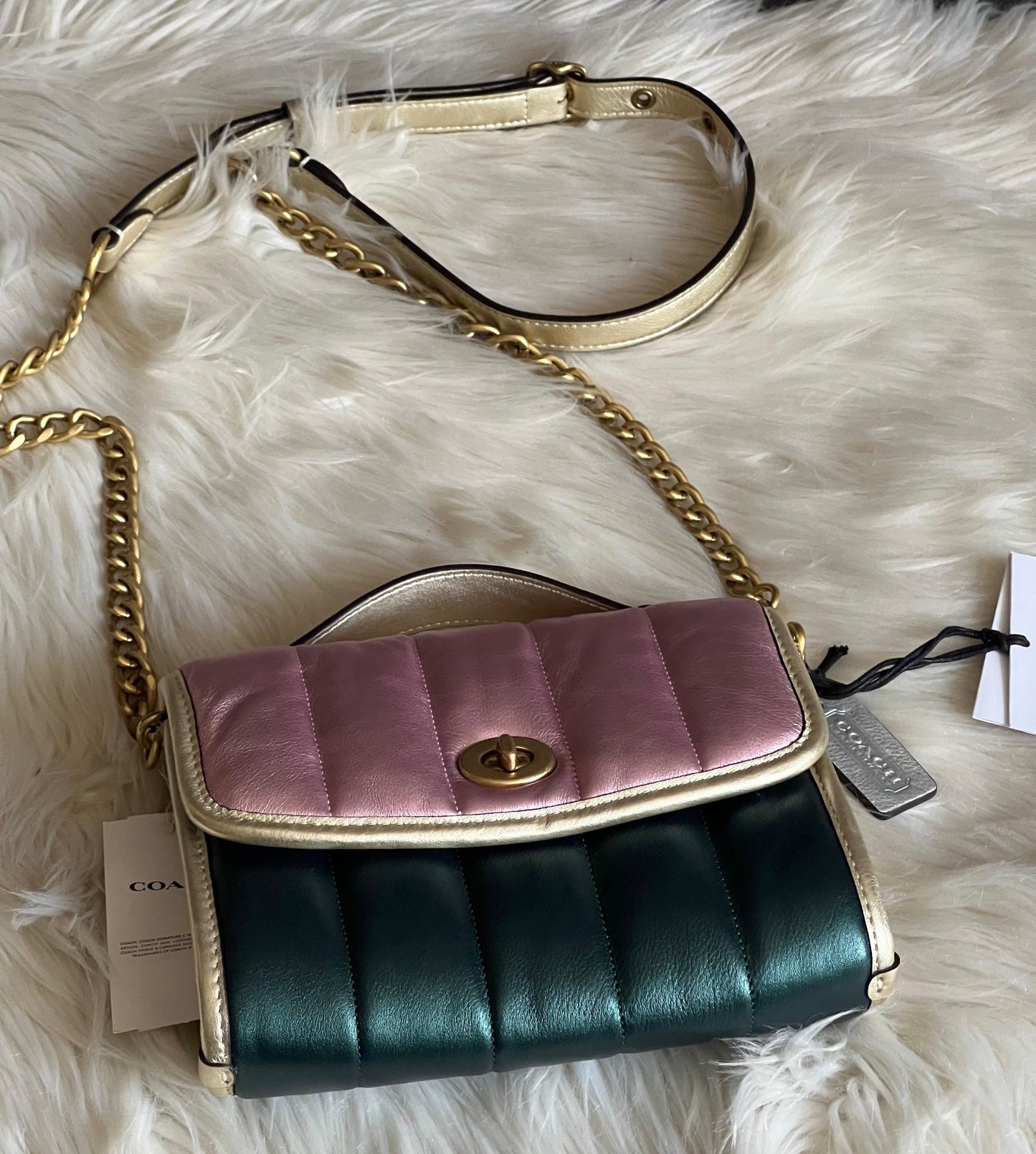 Coach Kip Turnlock Crossbody with Colorblock Quilting