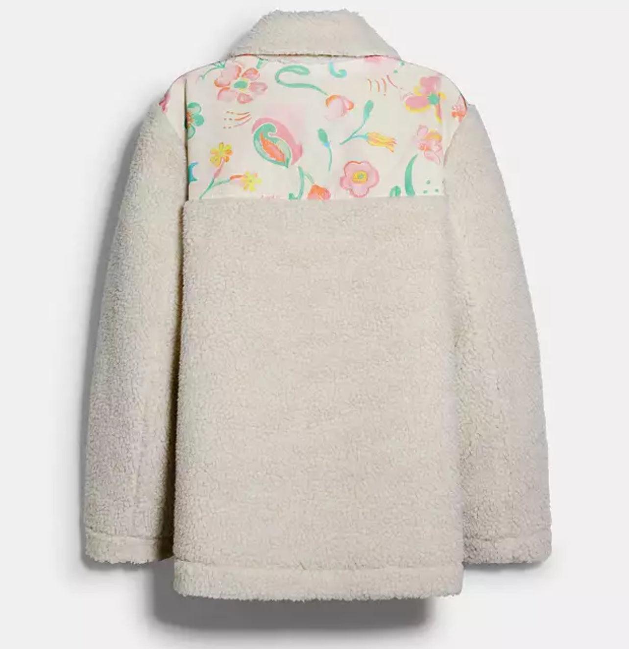 Coach Blocked Floral Sherpa Jacket