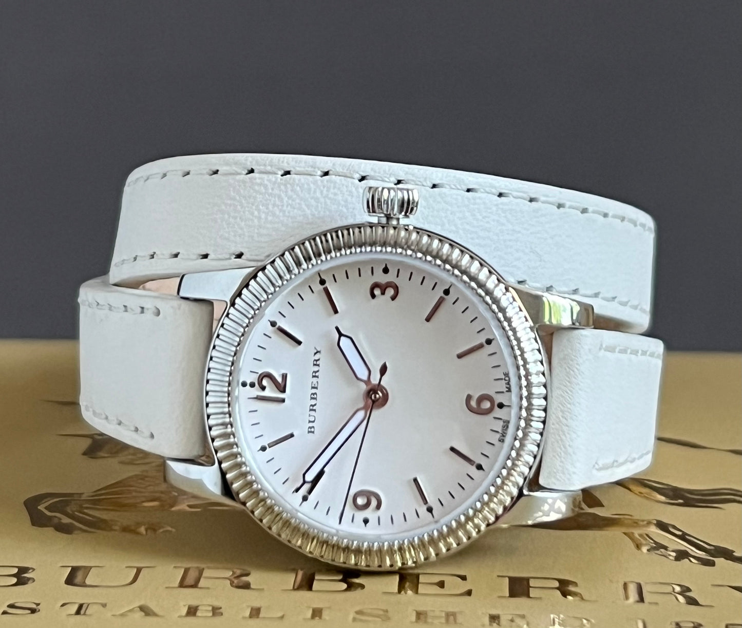 Burberry Women’s Utilitarian White Dial Tan Leather Watch