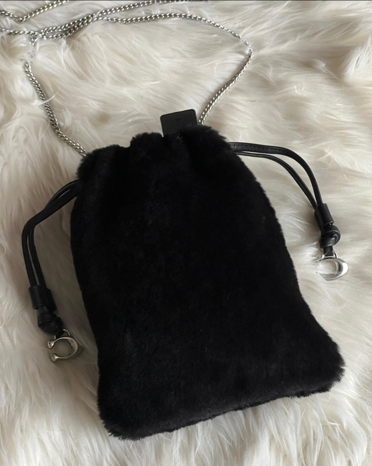 Coach Drawstring Pouch in Shearling