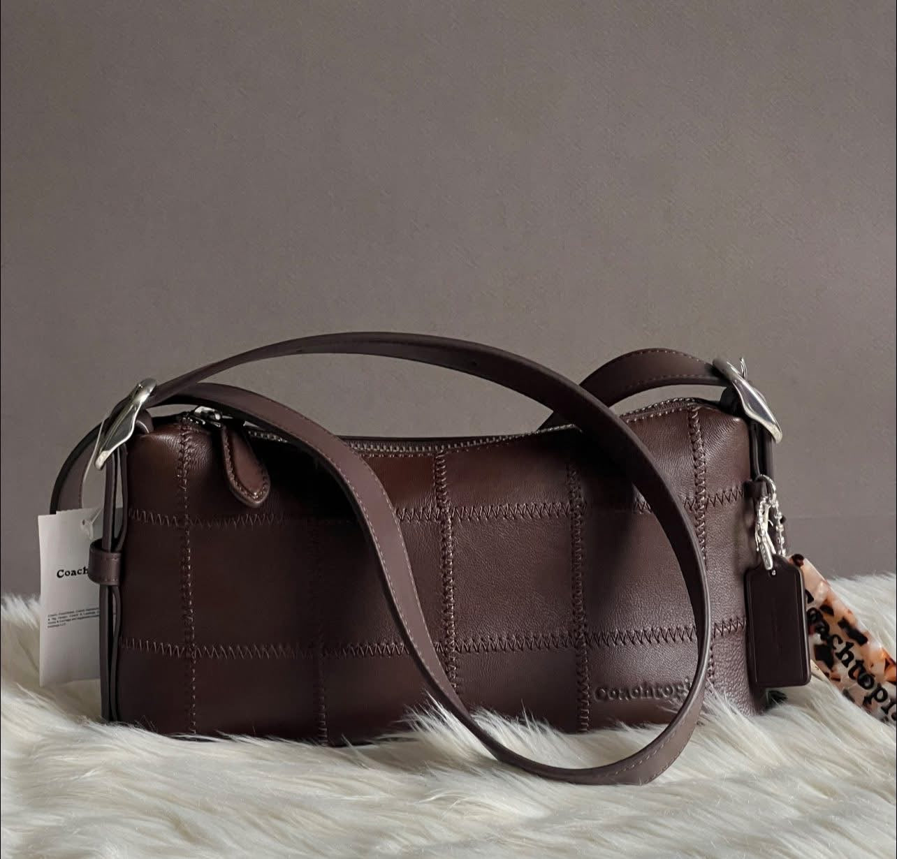 Coachtopia Alter/Ego Small Slouchy Shoulder Bag in Checkerboard Upcrafted Leather