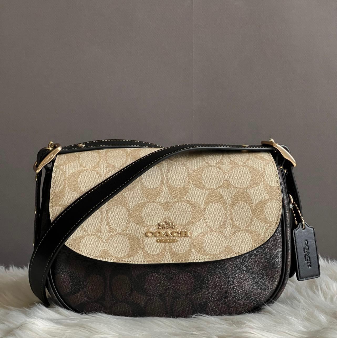 Coach Macie Saddle Bag in Blocked Signature Canvas