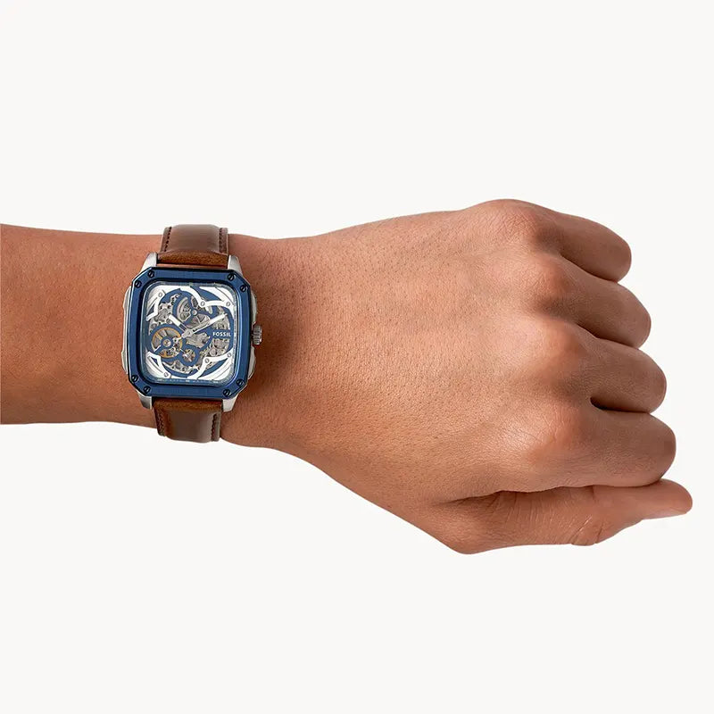 Fossil Men’s Inscription Automatic Leather Strap Watch