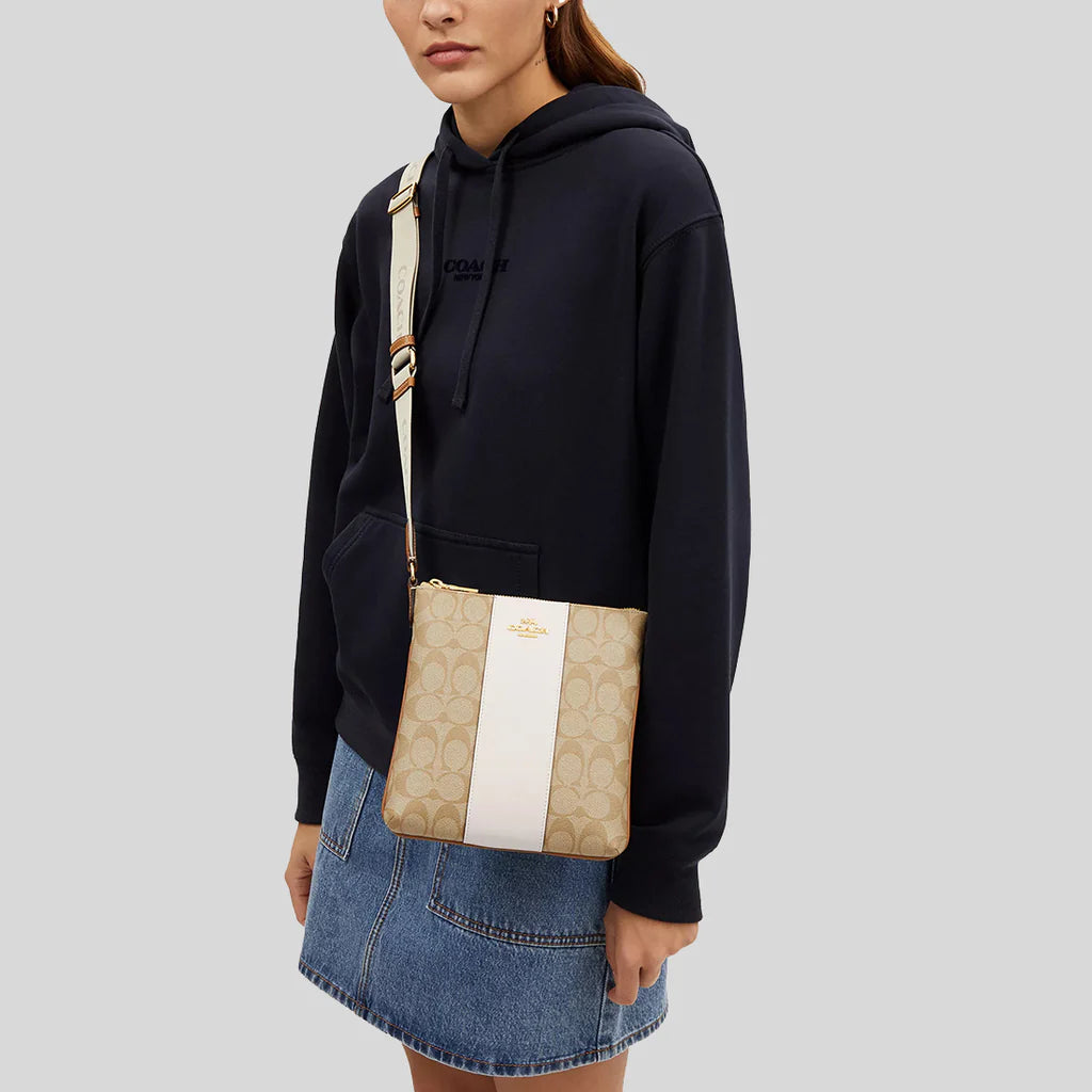 Coach Mini Rowan File Bag in Signature Canvas with Stripe