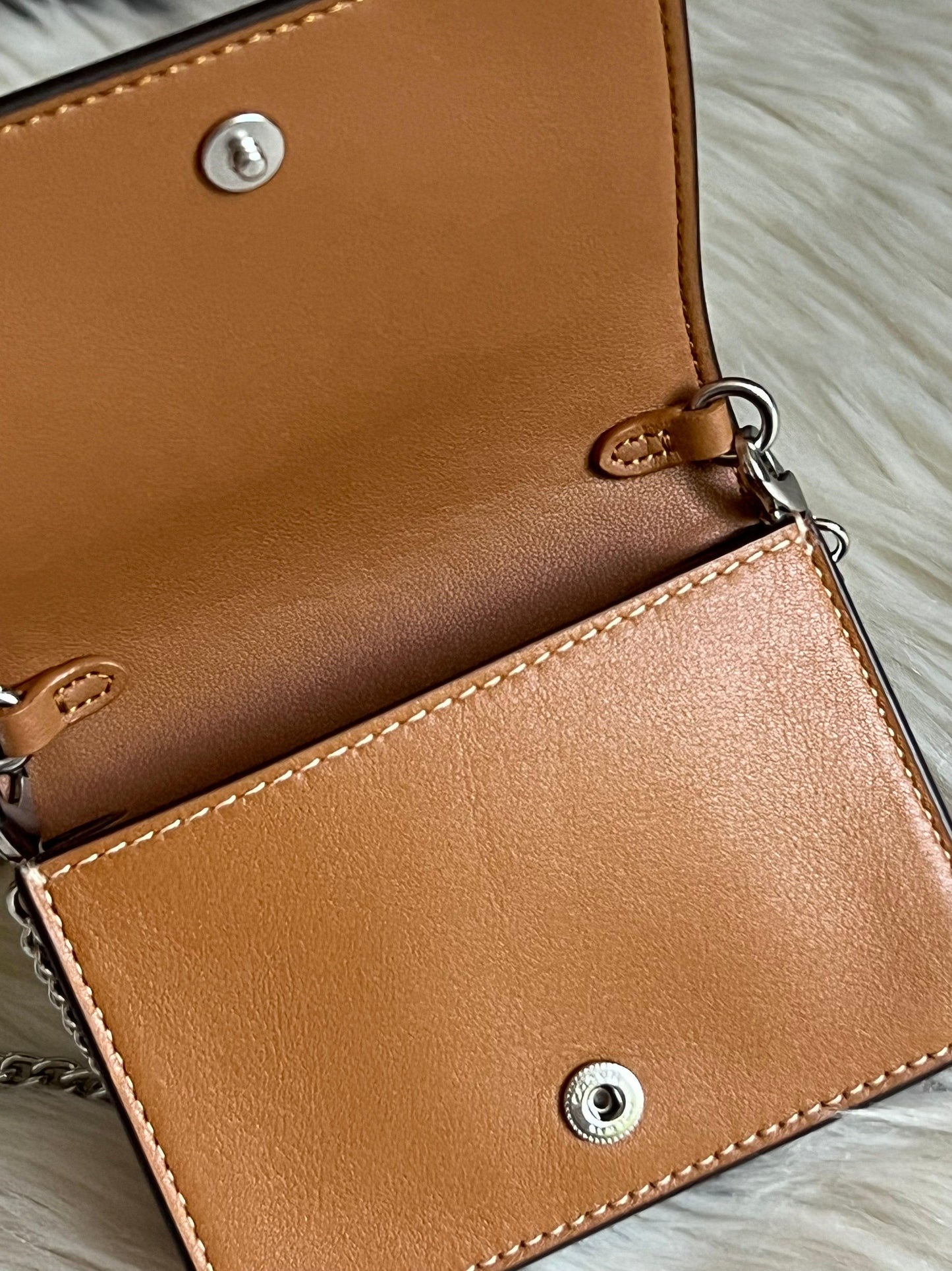 Coach Mini Wallet On A Chain With Rainbow Print