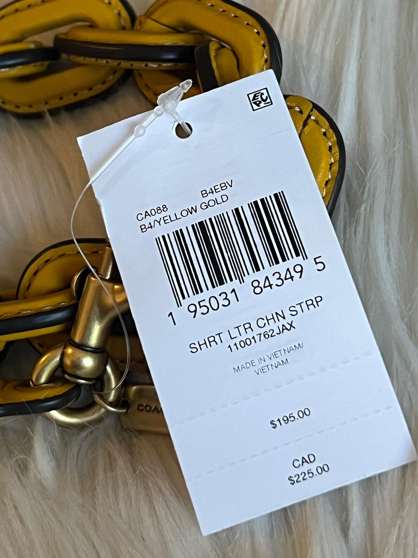 Coach Leather Covered Short Chain Strap