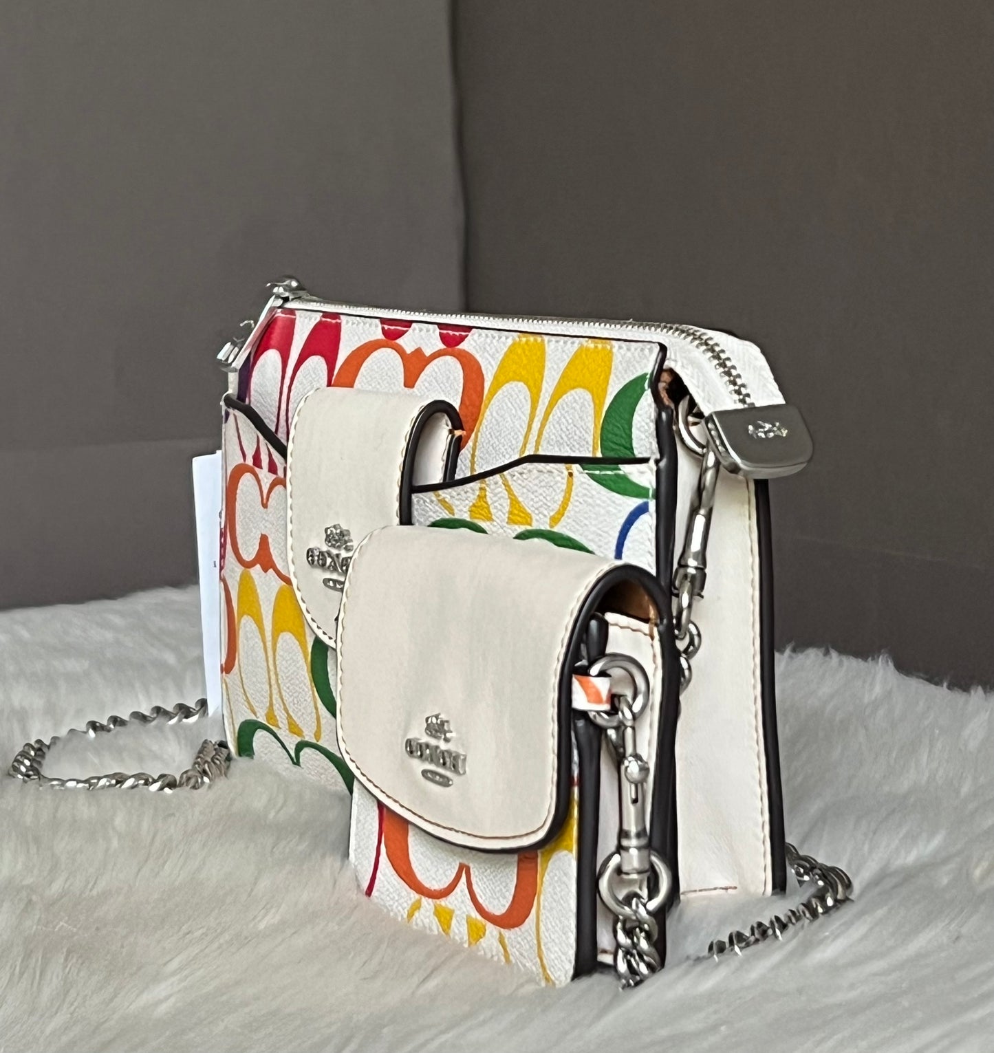 Coach Poppy Crossbody in Rainbow Signature Canvas