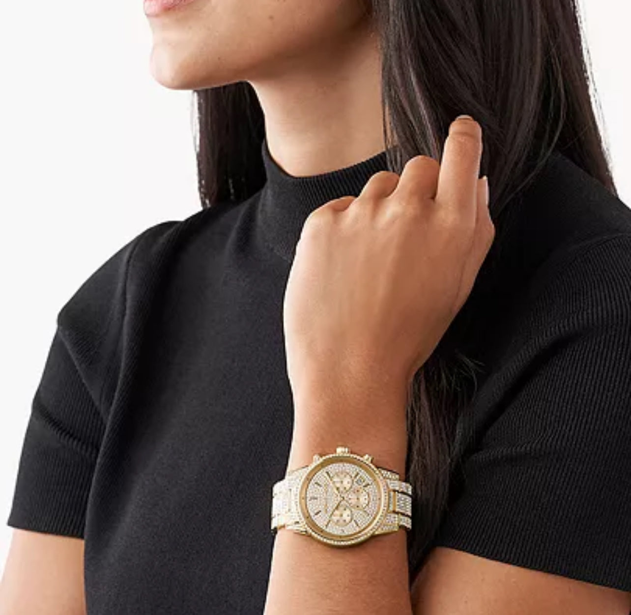 Michael Kors Women’s Ritz Pave Gold-Tone Watch