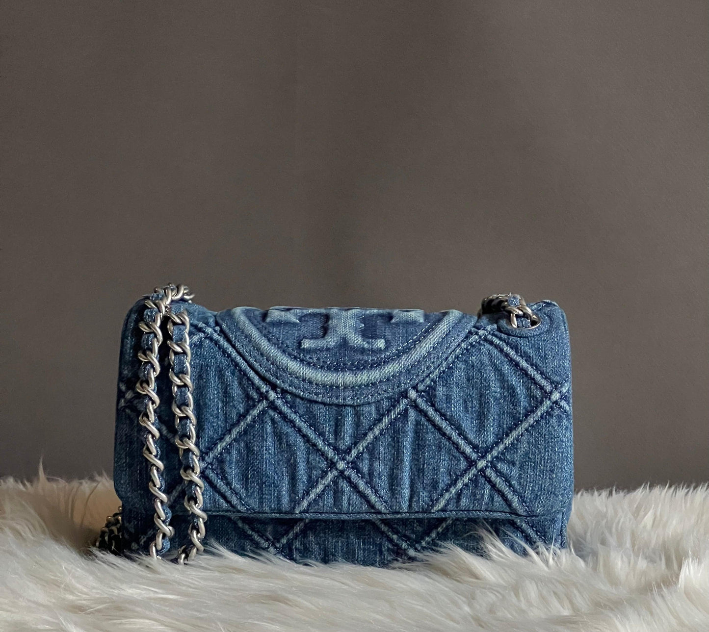 Tory Burch Small Fleming Soft Denim Convertible Shoulder Bag