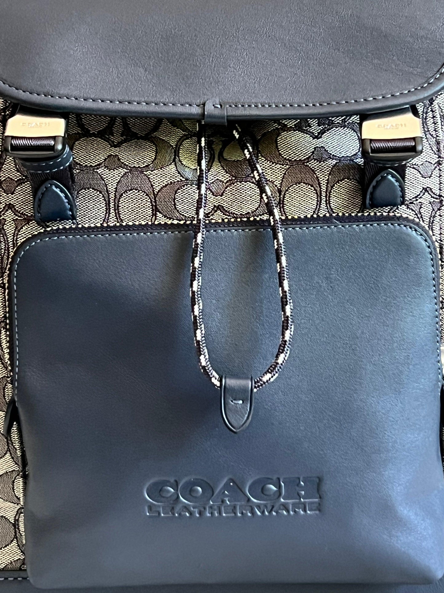 Coach League Flap Backpack in Signature Jacquard