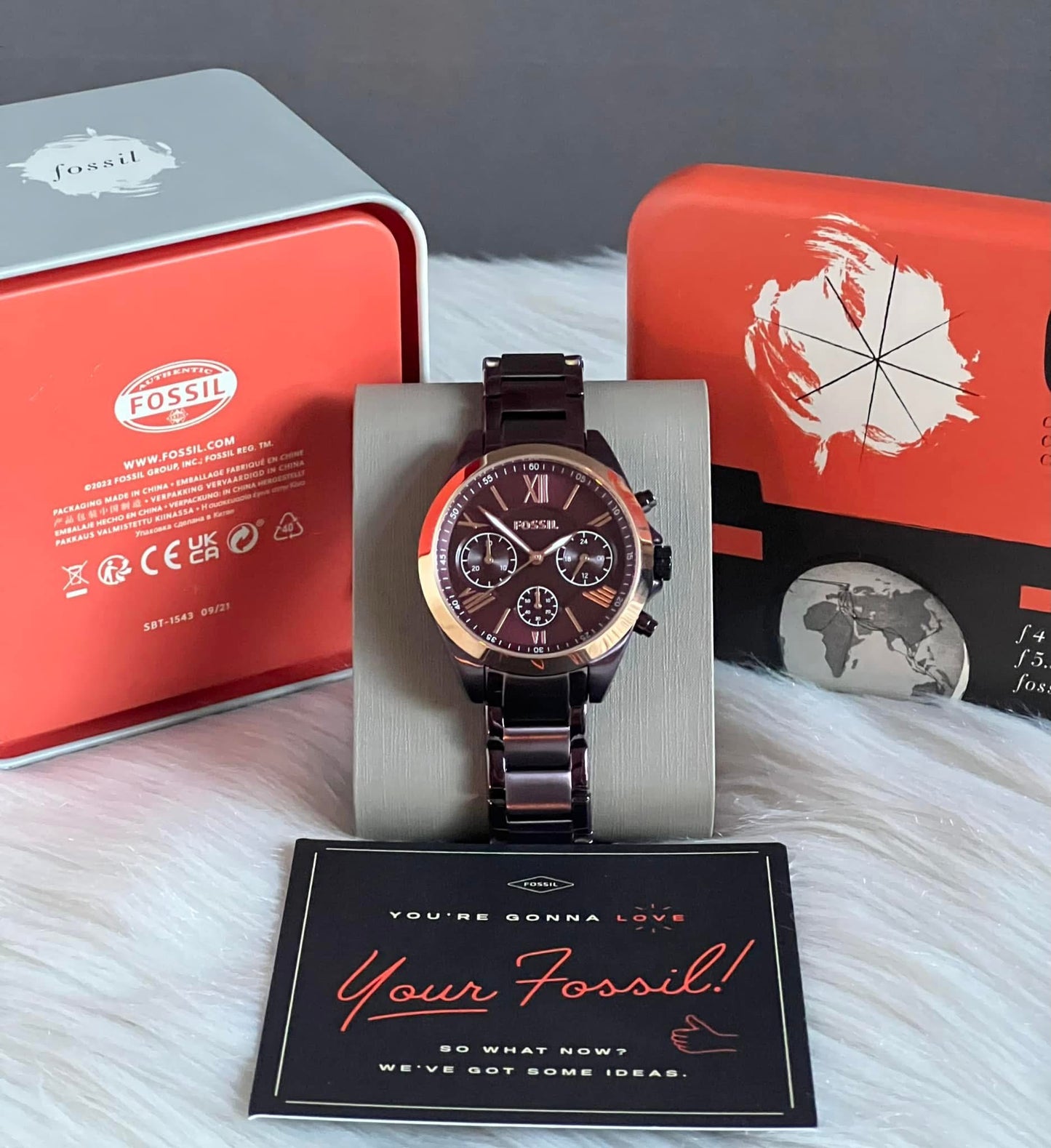 Fossil Women’s Modern Courier Midsize Chronograph Wine Stainless Steel Watch