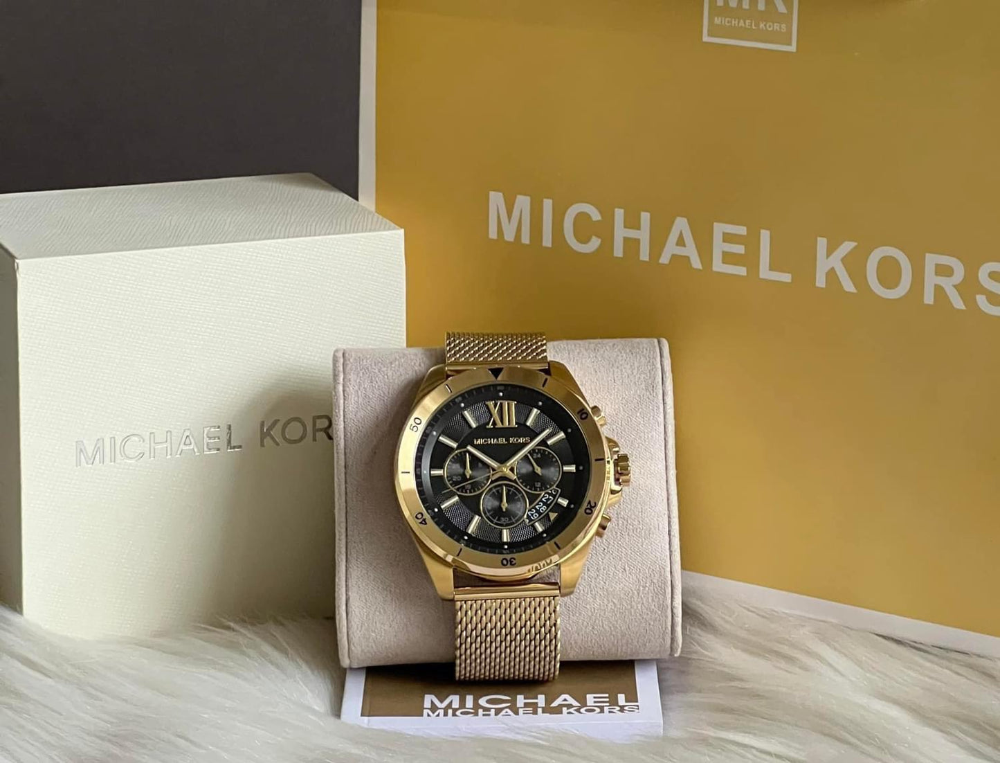 Michael Kors Men’s Oversized Brecken Gold-Tone Mesh Watch