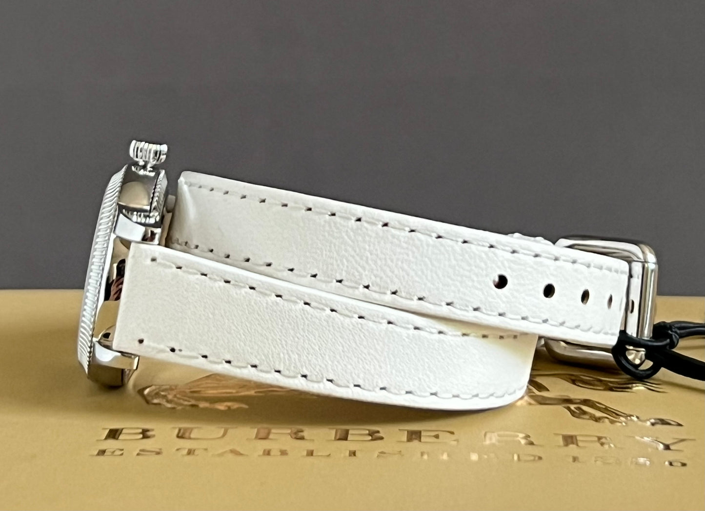 Burberry Women’s Utilitarian White Dial Tan Leather Watch