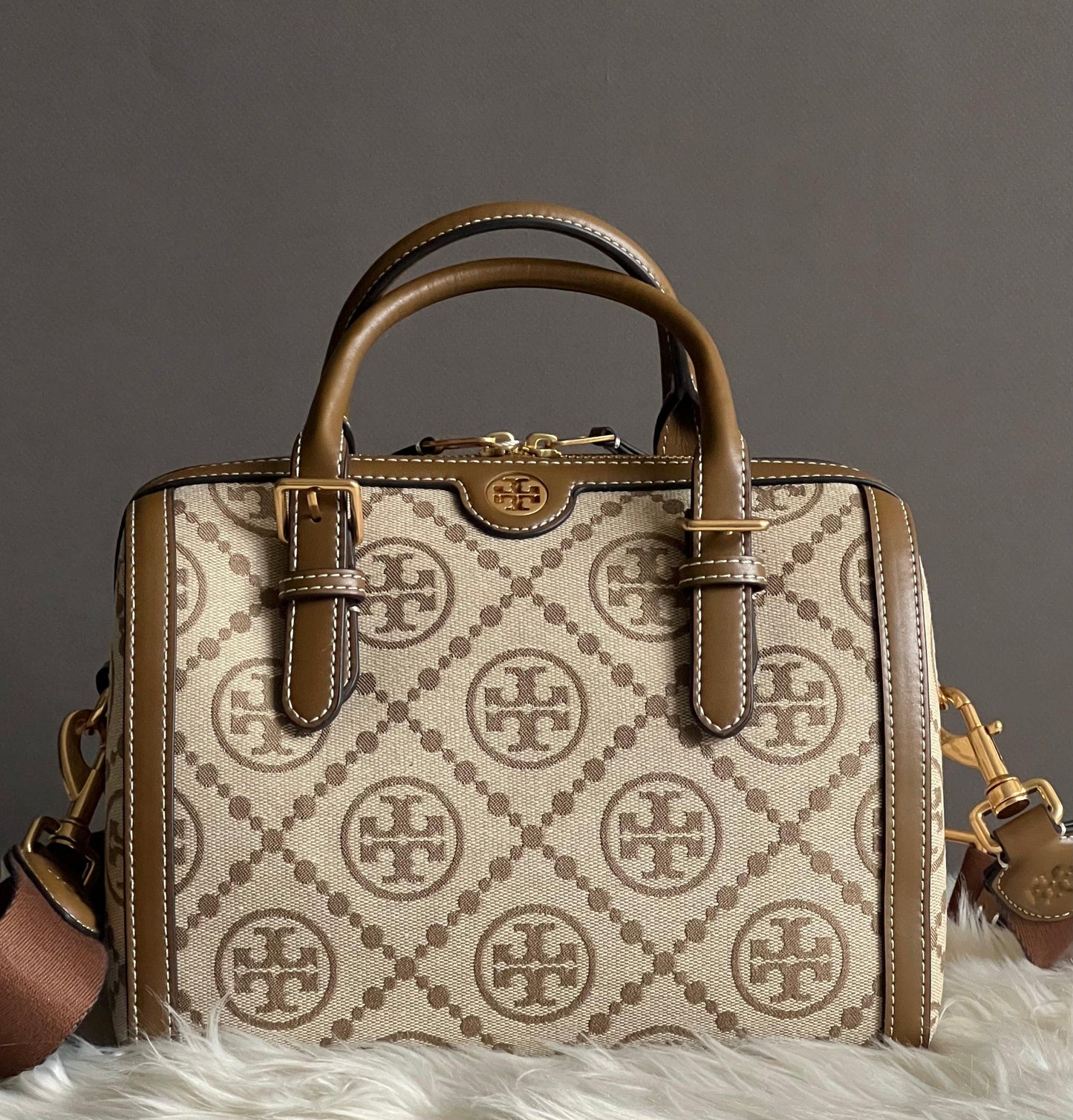Tory Burch Monogram Jacquard Barrel Bag