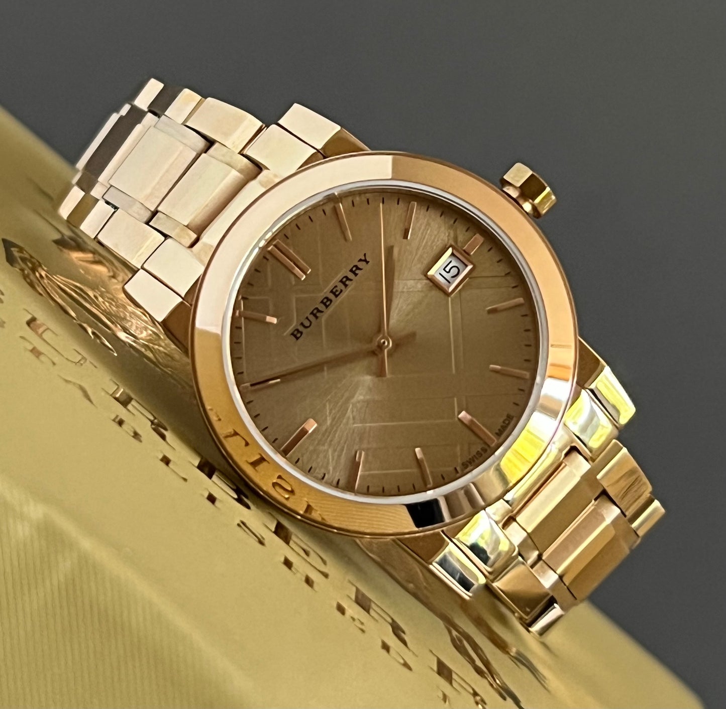 Burberry Women’s The City Rose Dial Rose Gold-Tone Watch