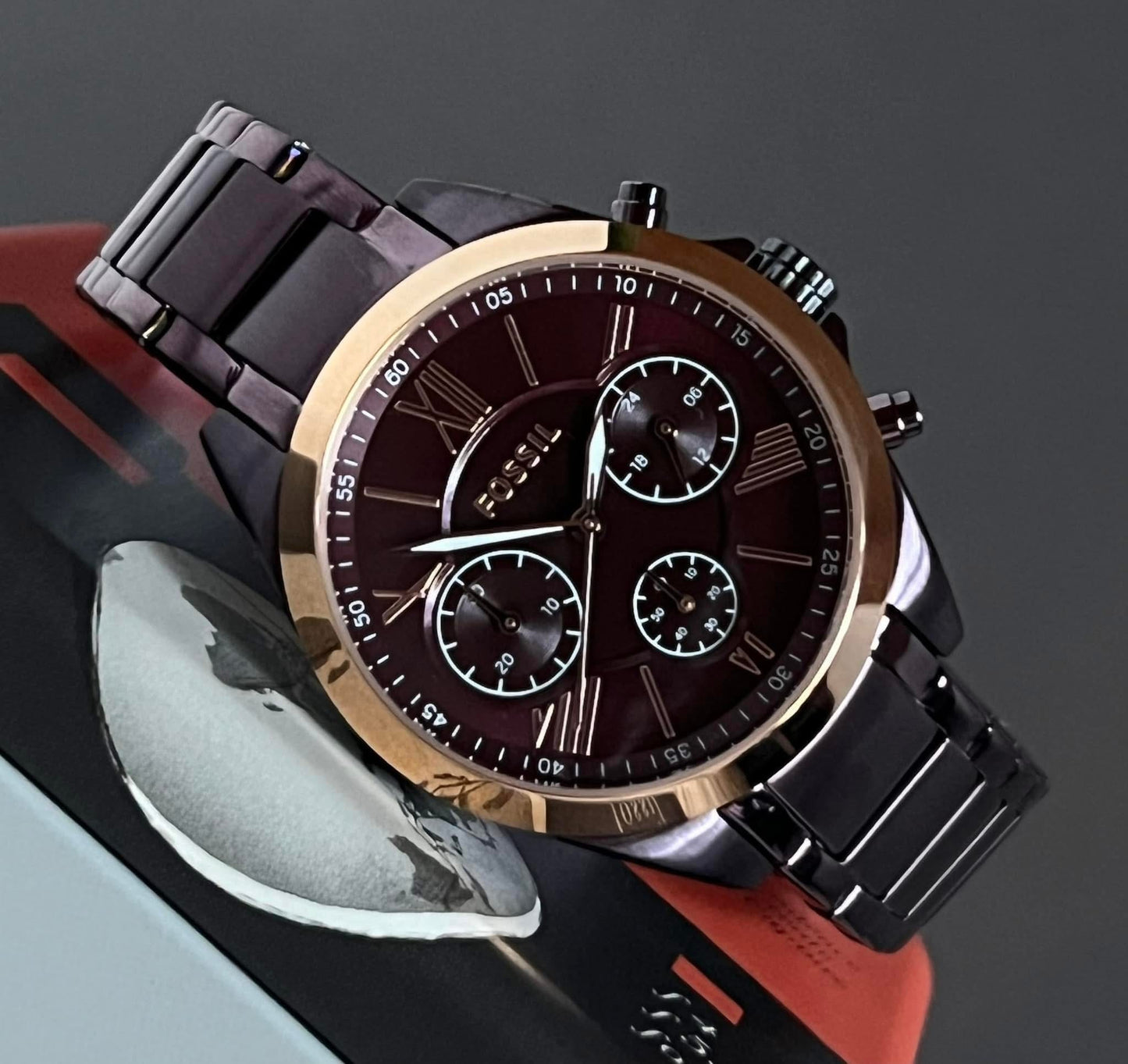 Fossil Women’s Modern Courier Midsize Chronograph Wine Stainless Steel Watch